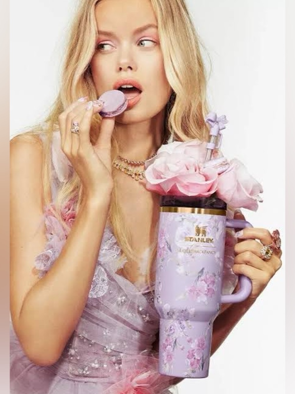 Stanley x Loveshackfancy “Happy Thoughts” viral purple cup floral flowers 💜 gift - Picture 3 of 9